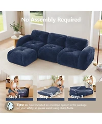 Streamdale Furniture Streamdale L-shaped Velvet Sofa with Movable Ottoman
