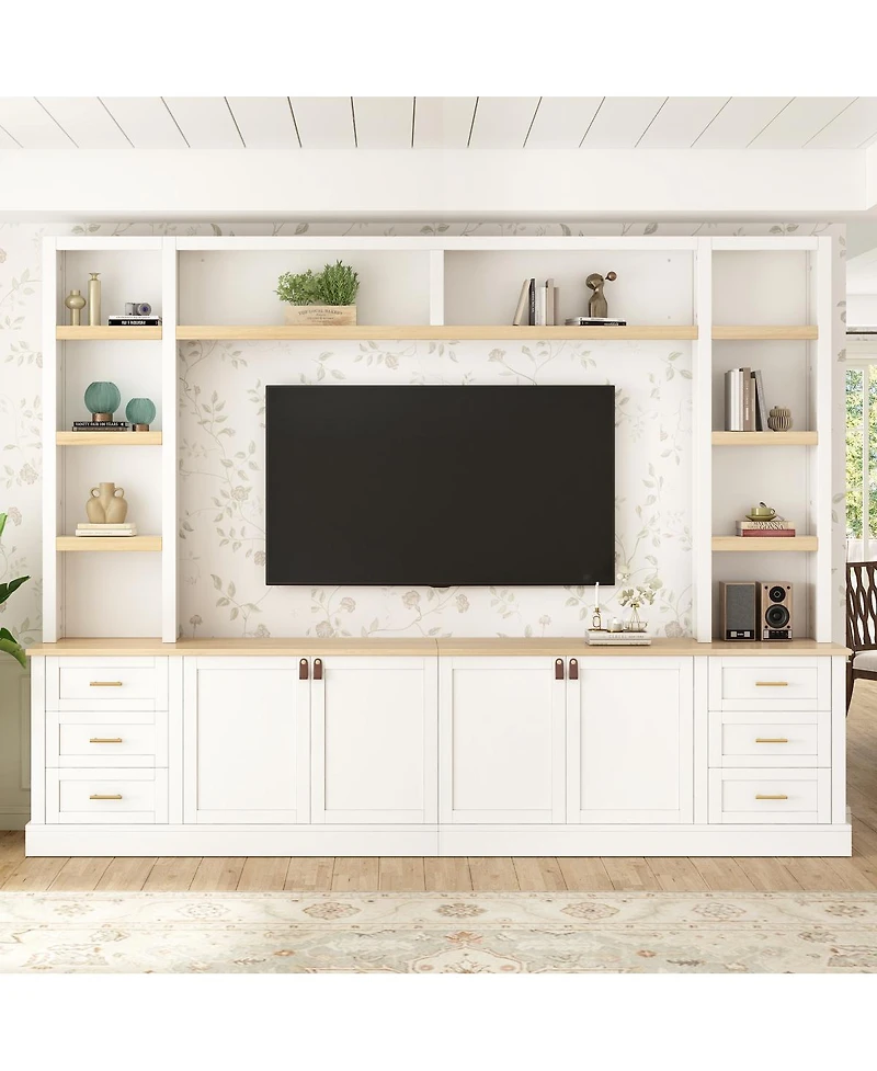 Streamdale Furniture Farmhouse 4-Piece Entertainment Center Wall Unit