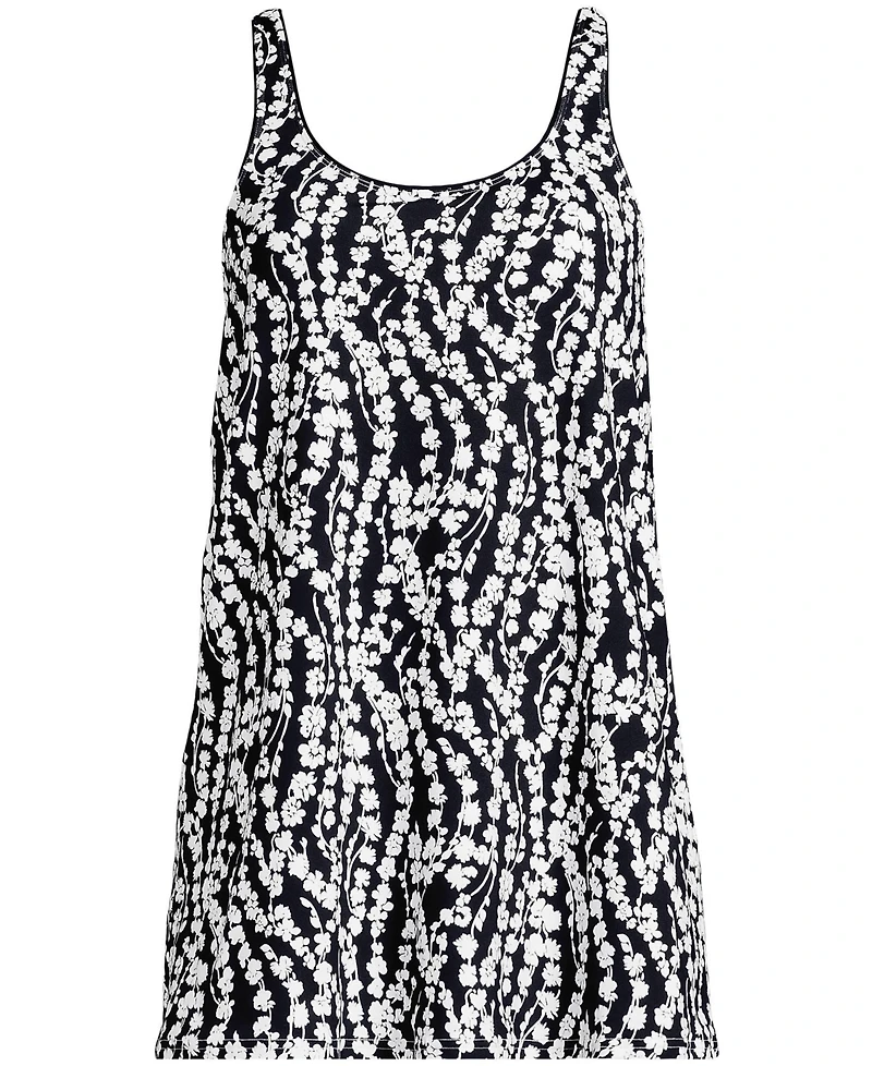 Lands' End Women's Long Torso Scoop Neck Mini Swim Dress Swimsuit