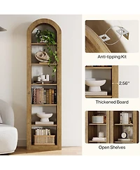 Tribesigns 74.8" Tall Arched Bookshelf, 6-Tier Narrow Open Bookcase(1 Pc)
