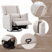 Streamdale Furniture Linen Wingback Swivel Rocker Recliner Chair