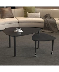 Streamdale Furniture 360 Rotatable Coffee Table for Living Room, Solid Wood Legs, Modern Apartment Furniture