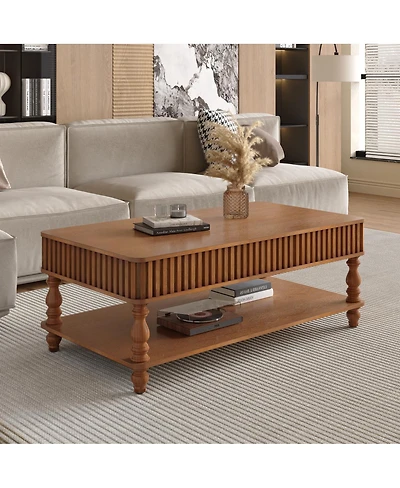 Streamdale Furniture Vintage Lift Top Coffee Table - Solid Wood, Tool-Free Assembly
