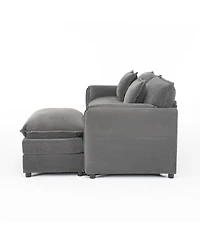 Streamdale Furniture Deep Seat Sectional Sofa Cloud Couch with Ottoman, Modern Chenille Comfy Love Seat