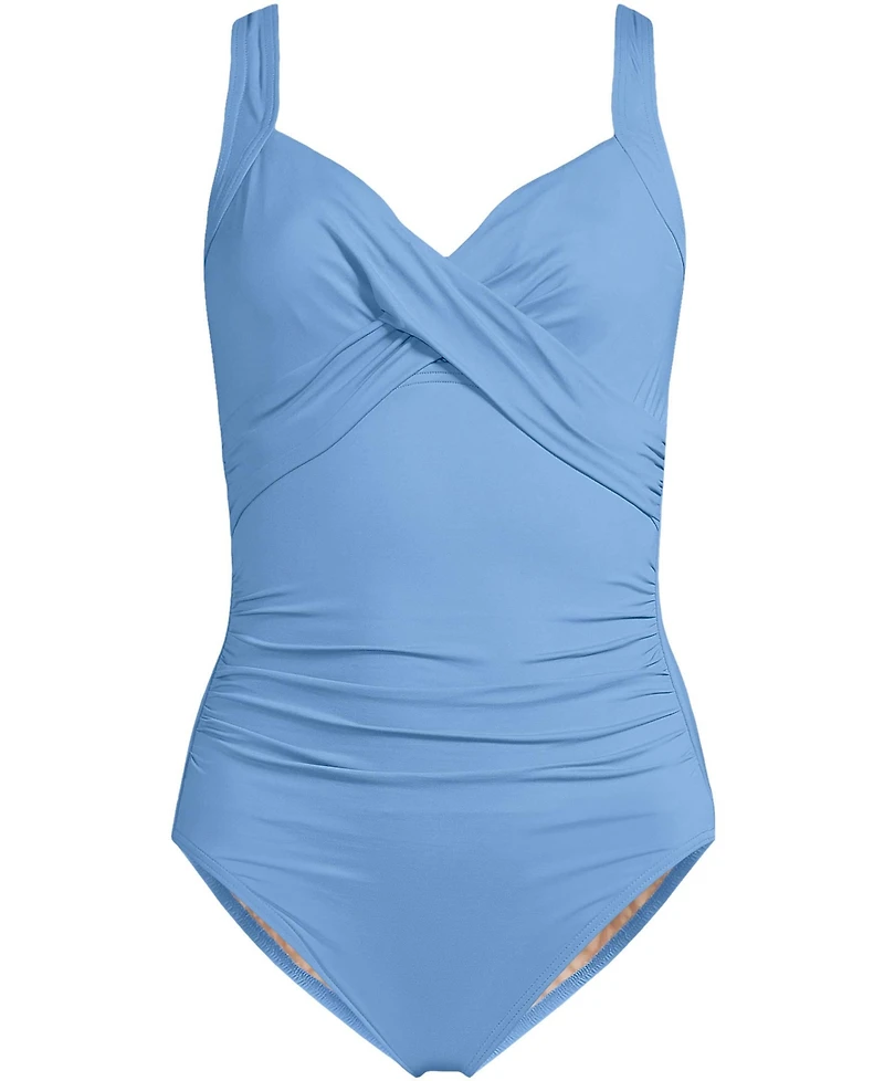Lands' End Plus Sweetheart Underwire Wrap One Piece Swimsuit