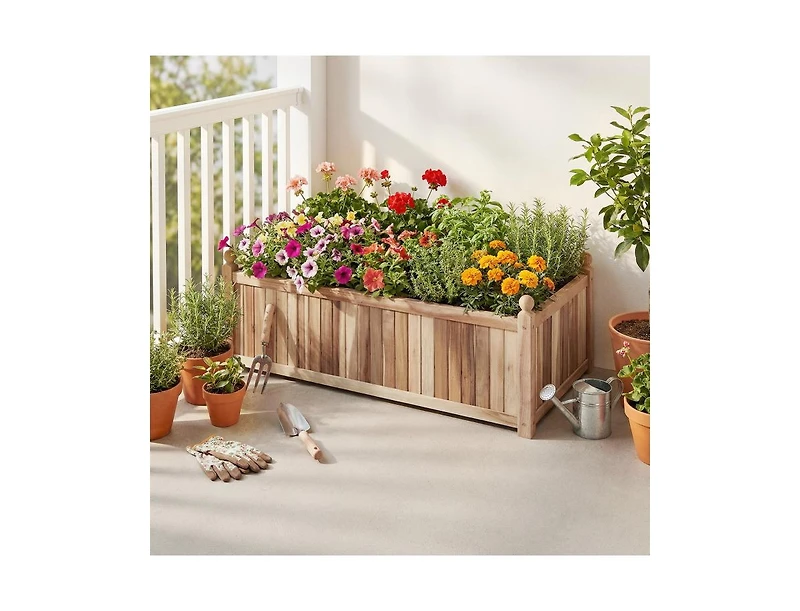 Slickblue Acacia Wood Raised Garden Bed with Protective Liner