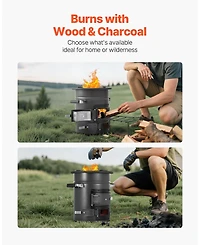 Ecooso Portable Spcc Steel Camping Rocket Stove with Carry Bag, Double Door