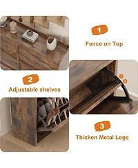Homfan Shoe Cabinet with Flip Drawers, Hidden Shoe Storage Organizer for Entryway