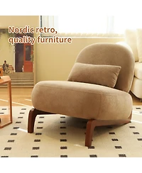 Streamdale Furniture Camel Velvet Accent Chair with Solid Wood Legs