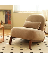 Streamdale Furniture Camel Velvet Accent Chair with Solid Wood Legs