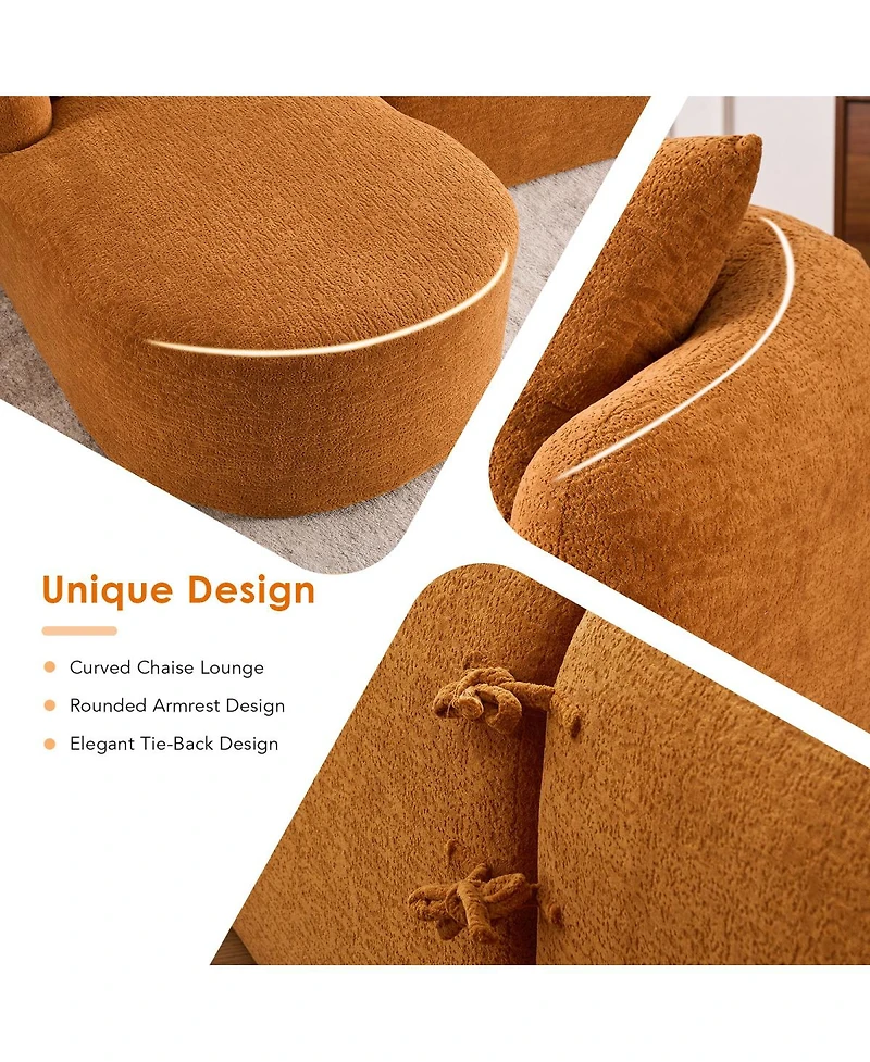 Streamdale Furniture Boneless L-Shape Sectional Sofa with Curved Chaise, Modular Chenille Couch