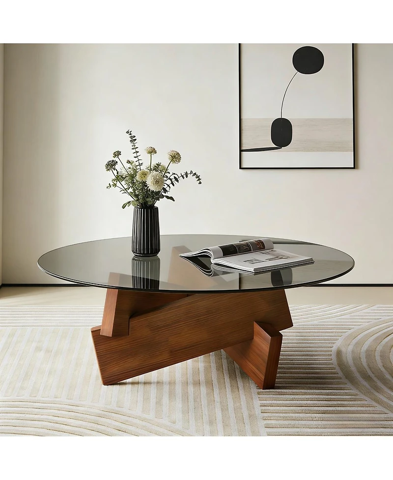 Streamdale Furniture Modern Round Coffee Table, 27.5" x 27.5" x 12.2"