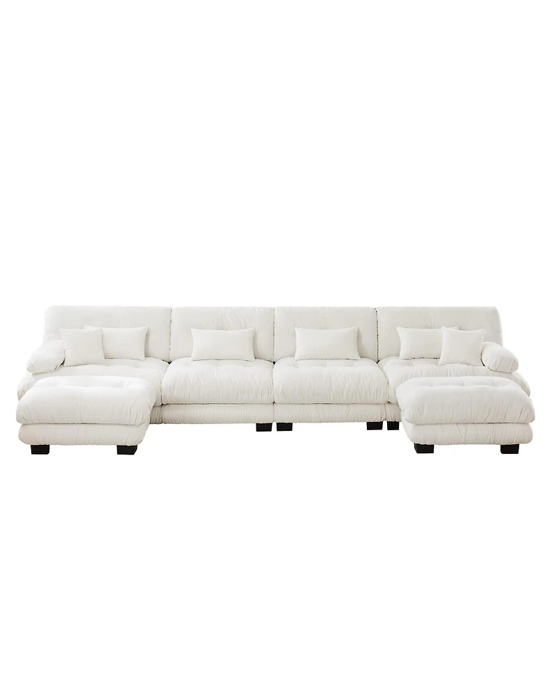 Streamdale Furniture Free Combination Modular Sectional Sofa, U Shaped Couch, 4-Seater Cloud Couch with Ottomans