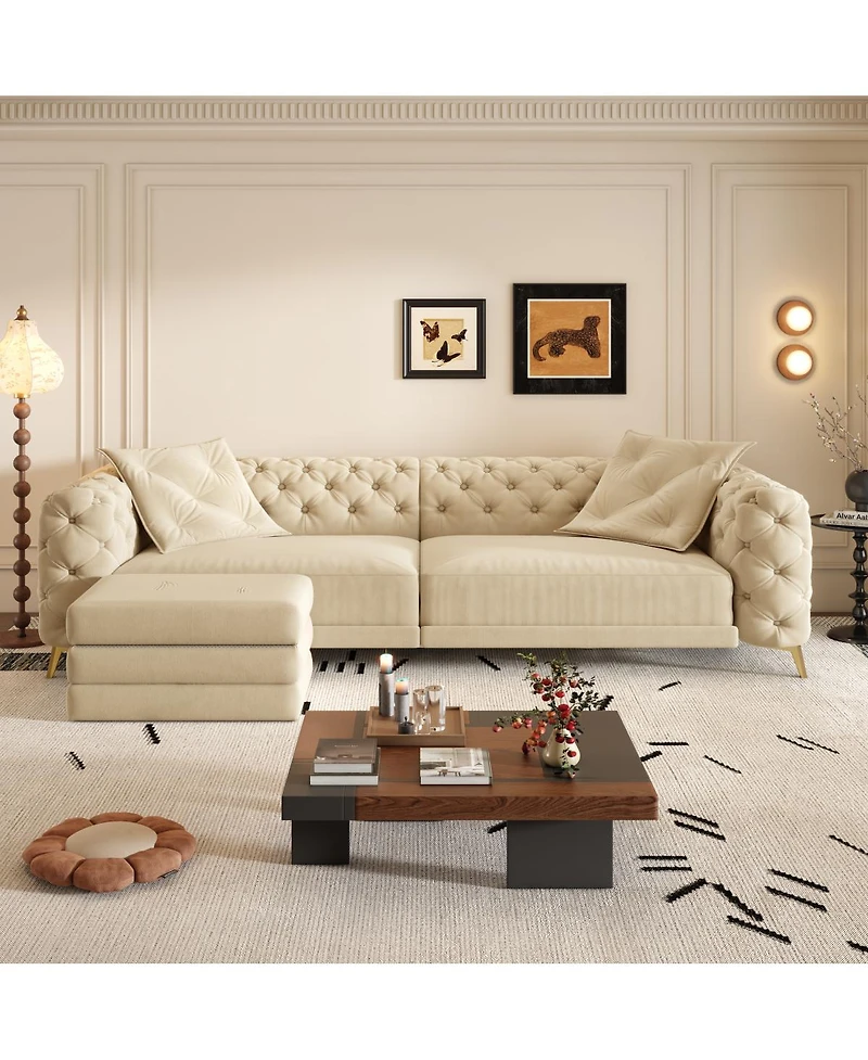 Streamdale Furniture Apricot 3-in-1 Convertible Sleeper Sofa, Pull Out Sofa Bed, Modern Couch