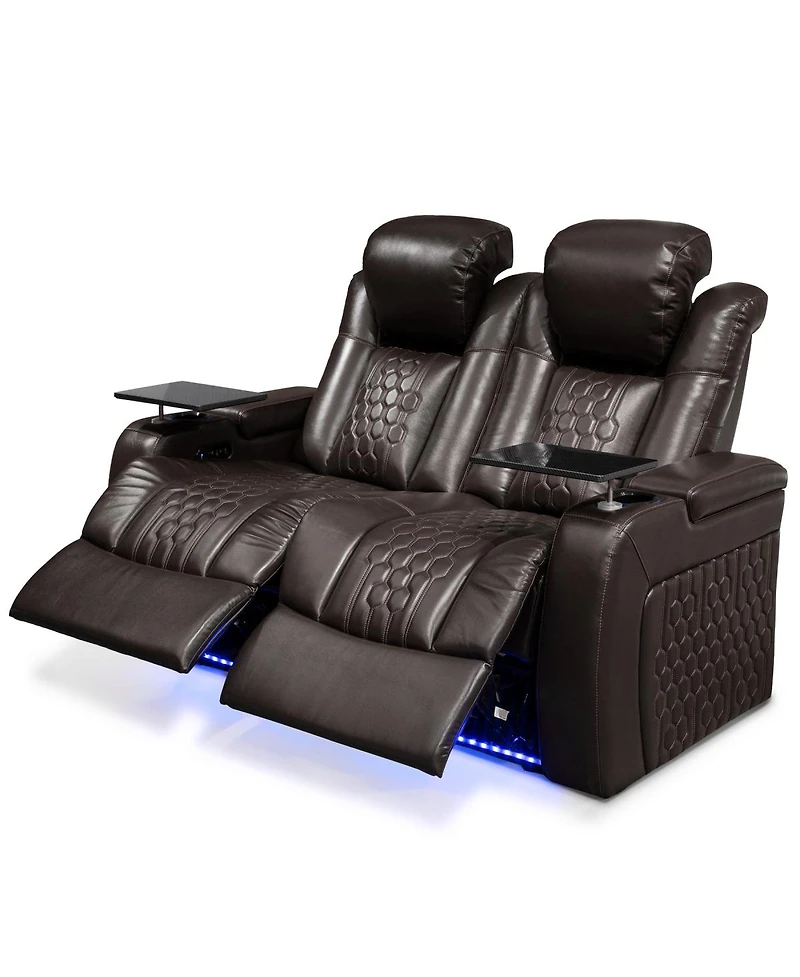 Streamdale Furniture Power Recliner 2 Pc, Top-Grain Nappa, Smart Charging, Rgb Led