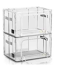 Sorbus Foldable Clear Plastic Storage Bags with Metal Frame & Carry Handles for Bedding Linen & Clothing