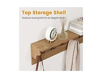 Slickblue Wood Coat Rack 31.5" with Shelf and 6 Hooks for Entryway