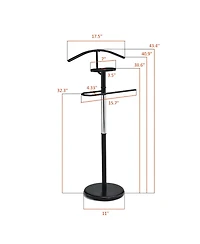 Kings Brand Furniture Modern Freestanding Valet Stand, Metal Suit Rack with Jacket Hanger, Trouser Bar, Tie Holder & Accessory Tray