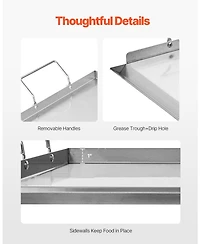 Ecooso 23 x 16 Inch Stainless Steel Griddle Plate for Gas Grill with Handles