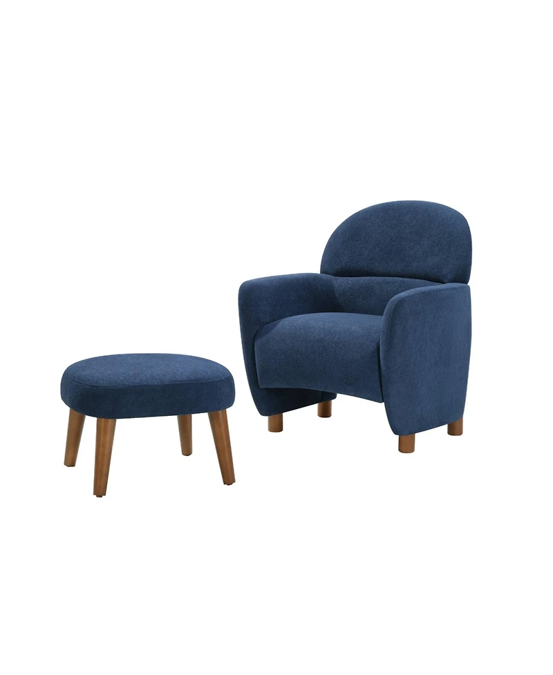 Boyel Living Modern Lazy Chair with Ottoman, Upholstered Reading Chair, Compact Accent Footrest for Small