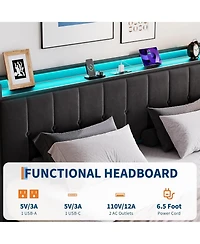 gaomon Full Bed Frame with Lift Up Storage, Upholstered with Storage Headboard, Hydraulic Support