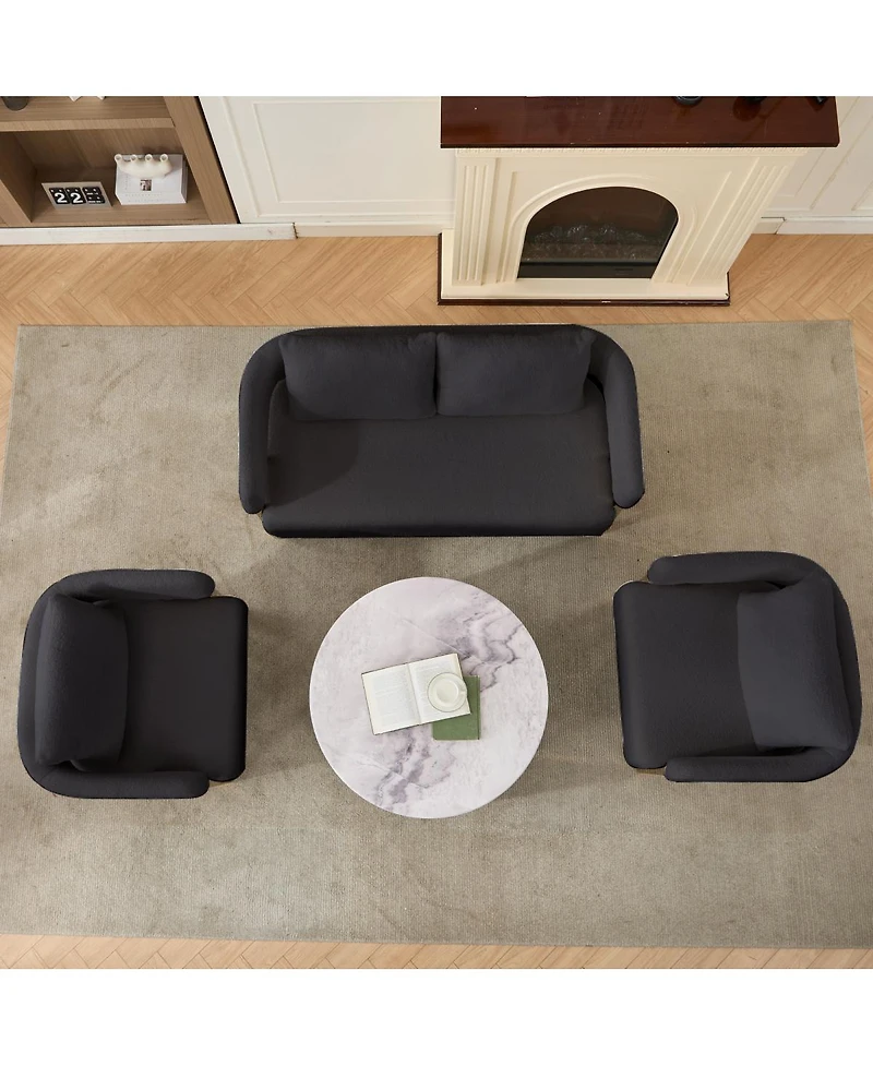 Streamdale Furniture Streamdale Modern Teddy Fleece Upholstered Chair with Gold Metal Legs