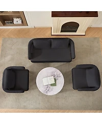 Streamdale Furniture Streamdale Modern Teddy Fleece Upholstered Chair with Gold Metal Legs