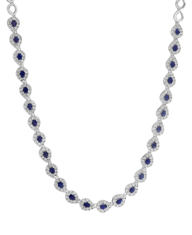 Effy Collection Sapphire (6-3/8 ct. t.w.) & Diamond (1-1/3 ct. t.w.) Necklace in Sterling Silver