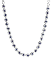 Effy Collection Sapphire (6-3/8 ct. t.w.) & Diamond (1-1/3 ct. t.w.) Necklace in Sterling Silver