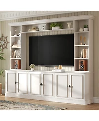 Streamdale Furniture 97.4"W 4-Piece Wall Unit Entertainment Center with Bookshelf for TVs Up to 70".