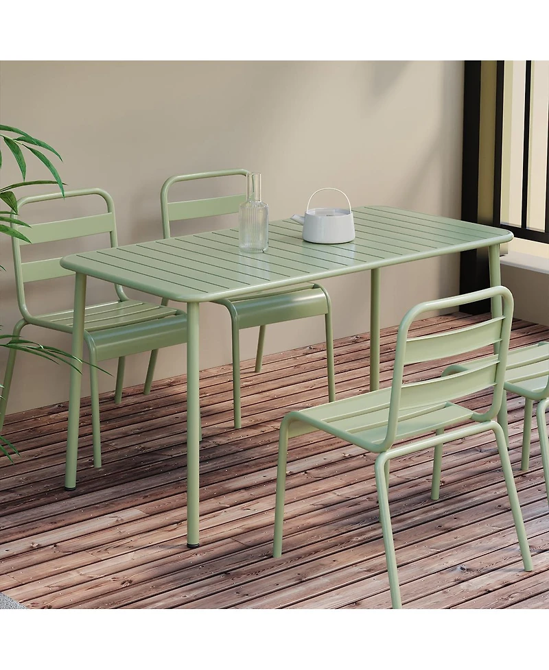 Streamdale Furniture Sella long green outdoor dining table for villa, courtyard, balcony, garden