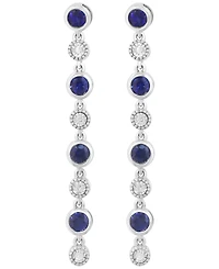 Effy Collection Sapphire (7/8 ct. t.w.) & Diamond (1/20 ct. t.w.) Drop Earrings in Sterling Silver