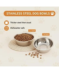 Aronkl Elevated Dog Bowl Stand 5 Adjustable Heights Foldable Travel Feeder Stainless Steel Bowls Non-slip