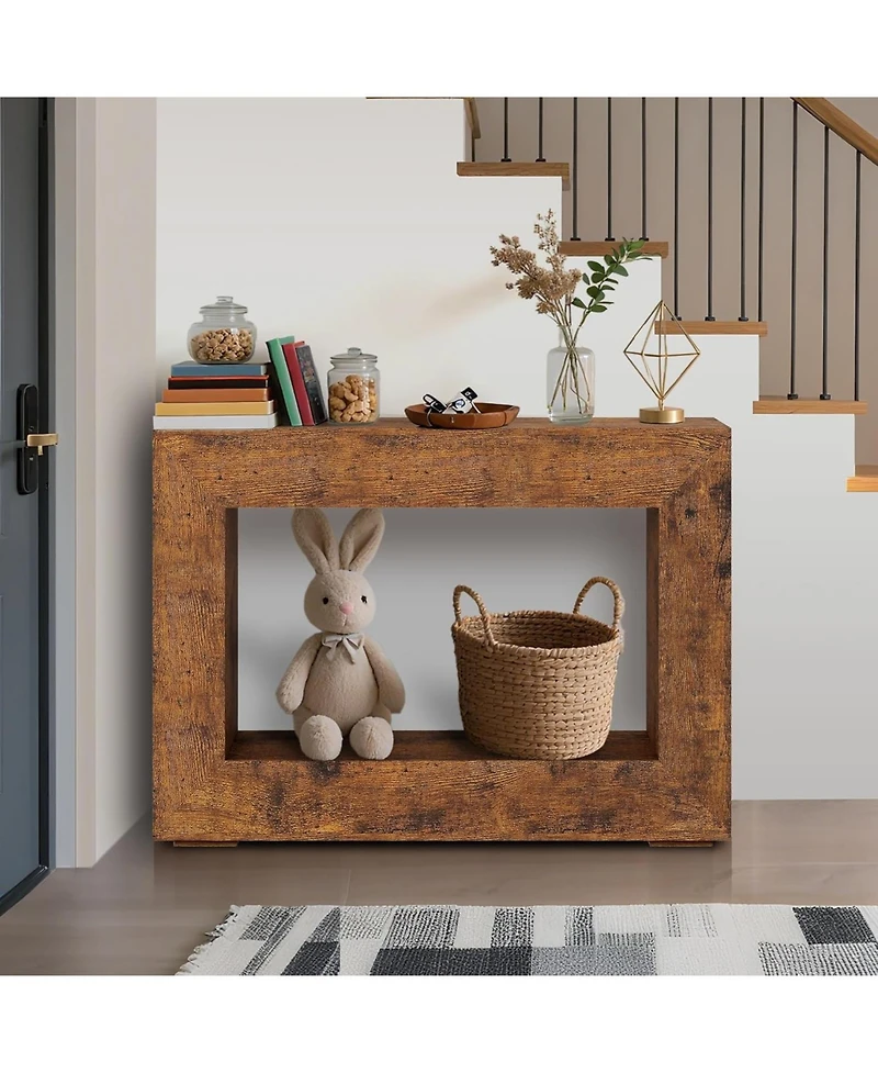 gaomon 47" Minimalist Farmhouse Console Table with Open Storage Shelves