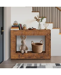 gaomon 47" Minimalist Farmhouse Console Table with Open Storage Shelves