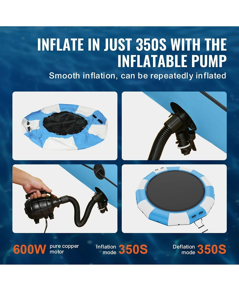 Mecale 15 Ft Inflatable Water Bouncer with Ladder and Air Pump