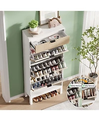 Homfan Shoe Storage Cabinet for Entryway with 3 Flip Drawers, Modern Shoe Rack with Metal Legs, Freestanding Narrow Slim Shoe Organizer