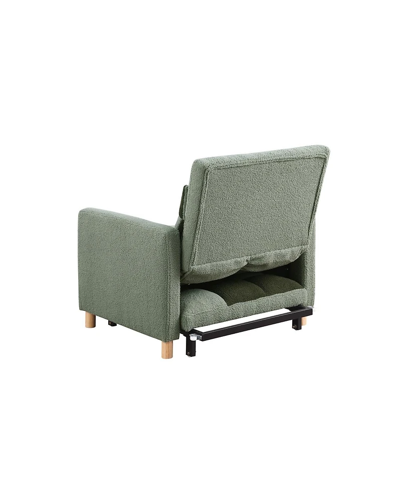 Streamdale Furniture Convertible Sleeper Sofa Chair Bed with Pillow, Teddy Fabric