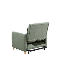 Streamdale Furniture Convertible Sleeper Sofa Chair Bed with Pillow, Teddy Fabric