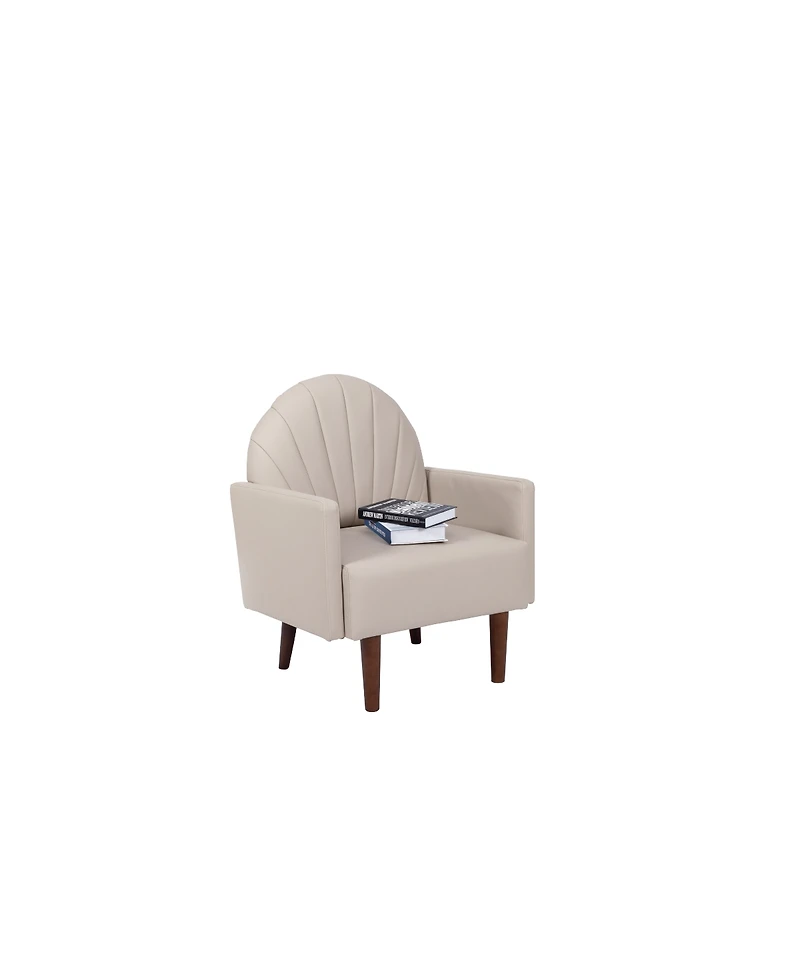 Streamdale Furniture Shell armchair with Pu leather and wooden legs