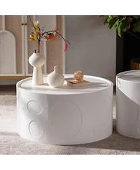 Streamdale Furniture Round Handcrafted Wooden Side Table, Sturdy Pedestal, Living Room Furniture