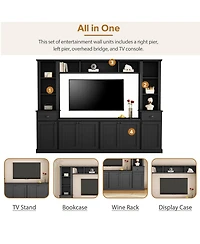 Streamdale Furniture Minimalist Entertainment Wall Unit Set with Bridge for TVs Up to 75"