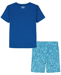 Under Armour Boys' 2T-7 Crewneck T-Shirt and Printed Shorts, 2-Piece Set