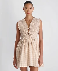 French Connection Women's Gingham Pattern Smocked Mini Dress