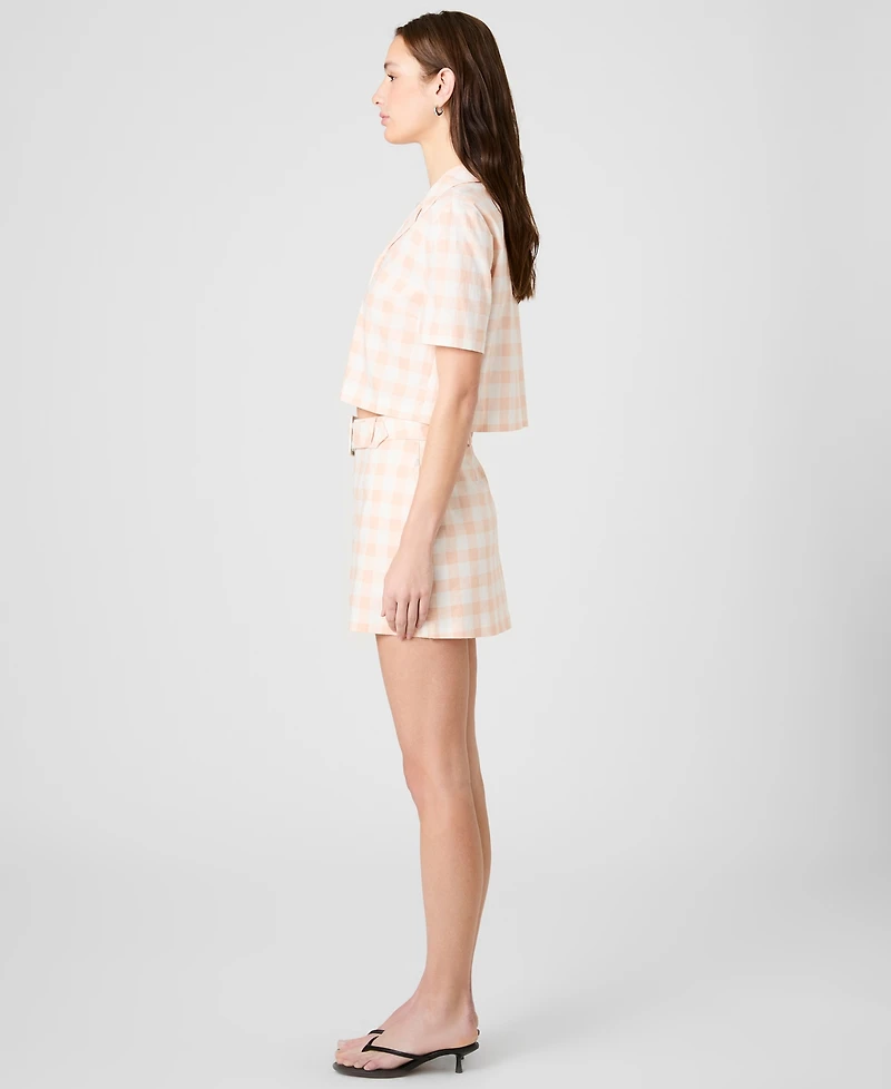 French Connection Women's Collared Gingham Crop Shirt