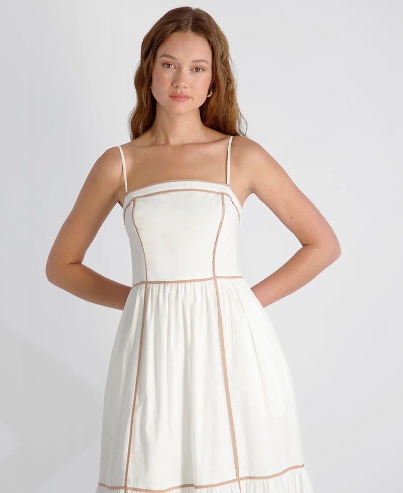 French Connection Women's Square-Neck Cambria Contrast Trim Maxi Dress