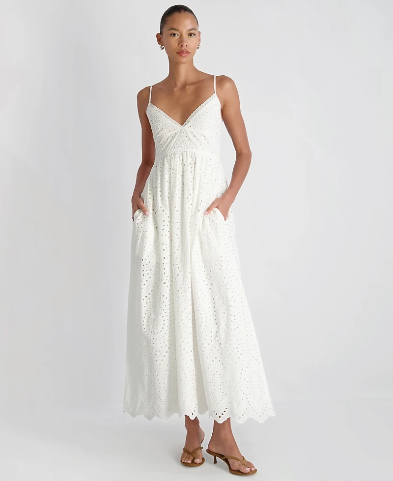 French Connection Women's V-Neck Trini Eyelet Maxi Dress