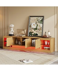 sumyeg 78" Modern Tv Stand for 90" TVs, Entertainment Center with 6 Cabinets & 2 Open Shelves