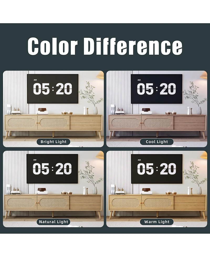 sumyeg Boho Cabinet with Tv Stand Modern Farmhouse Media Console with Solid Wood Legs