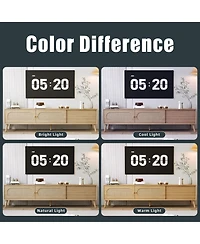 sumyeg Boho Cabinet with Tv Stand Modern Farmhouse Media Console with Solid Wood Legs